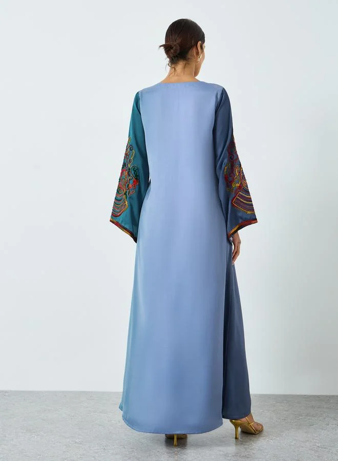 Maxim Creation  Grey Embroidery A-Line Jalabiya for Women | Best Price UAE